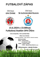 Pozvánka na futbalový zápas  OFK Čifáre a ŠK Slovan Bratislava _ Old boys